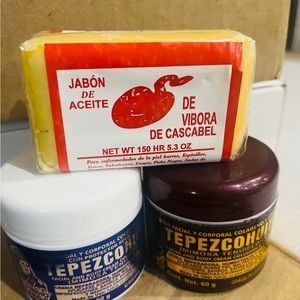 Jabón de aceite de víbora y crema de tepezcohuite de día y noche